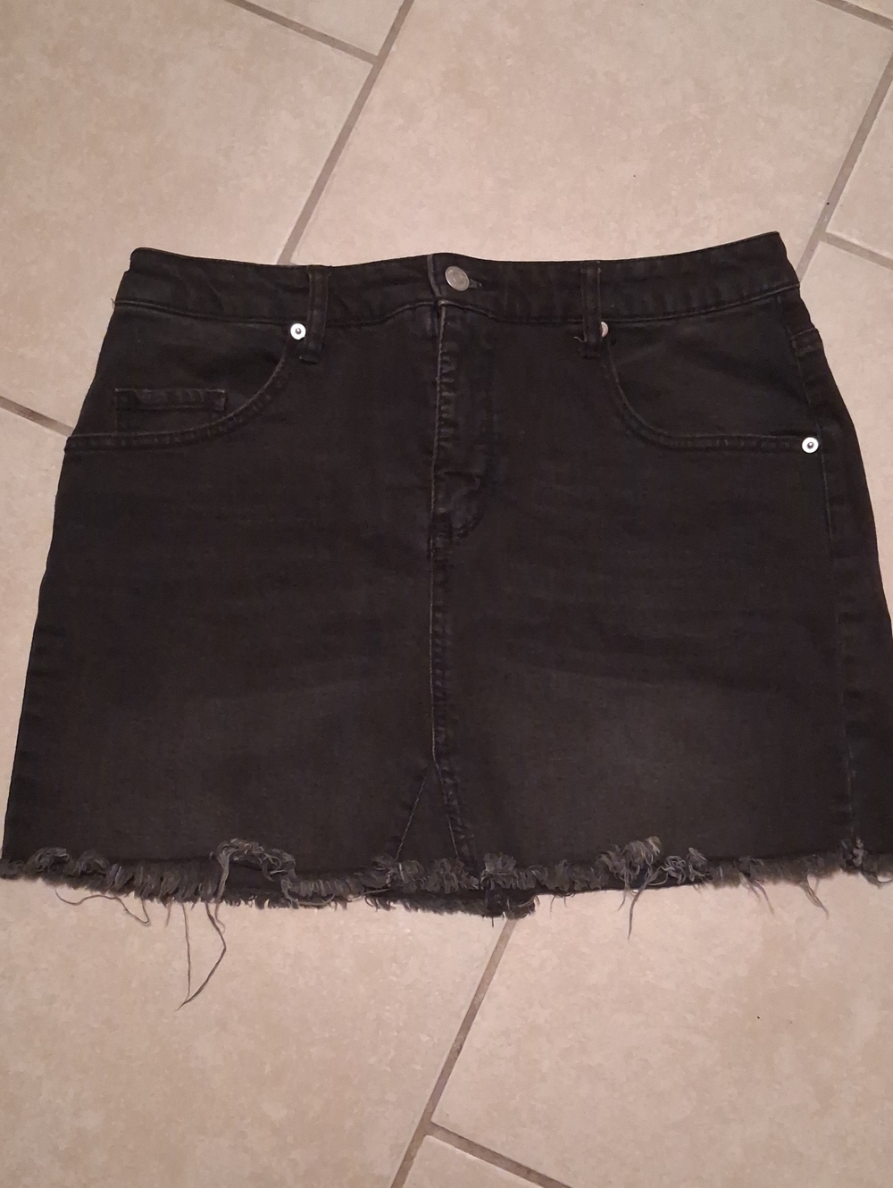 Wild Fable Womens Sz 14 Black Frayed Hem Denim Mini Skirt